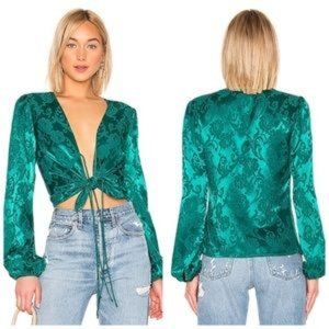 Majorelle Coco Green Royale Tie Front Blouse